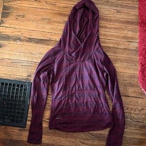 Lole Burgundy and Black Striped Hooded Pullover